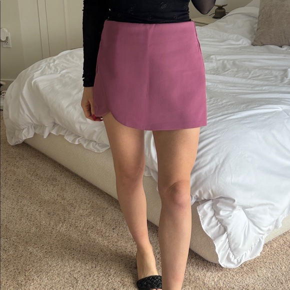 Zara new with tags Pink Skirt skort tulip pareo asymmetrical - Picture 2 of 7